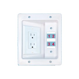 RiteAV Custom 4 Port Recessed Wall Plate with Power Outlet