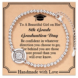 Shelucky Grade 8 Graduation Gifts for Her 2025, Graduation Class of 2025 Beads Bracelet Compass Jewelry Middle High School Graduation Gifts for Girls Daughter Granddaughter Niece Sister Best Friend