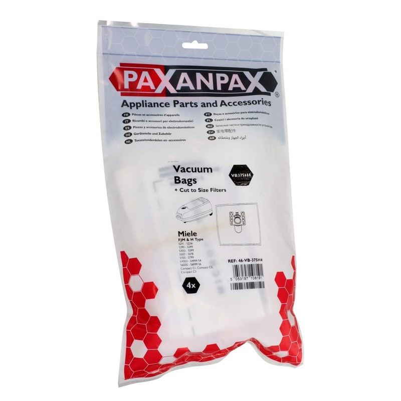 Paxanpax SMS Bags & Filter Kit VB375H4 Miele 'FJM &