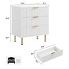 White 3 Drawer Dresser for Bedroom, Fluted Modern Nightstand with