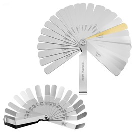 UIHRLM 2 Pack Feeler Gauges, 32-Blade and 16-Blade Stainless Steel Gauge Set with Imperial and Metric Marked, Gap Measuring Tool Feeler Gauge Kit for Guitar Valves Piston Spark Plug Measure