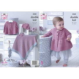 King Cole 5343 Knitting Pattern Baby Matinee Jacket Hat Bootees & Blanket in Finesse Cotton Silk DK