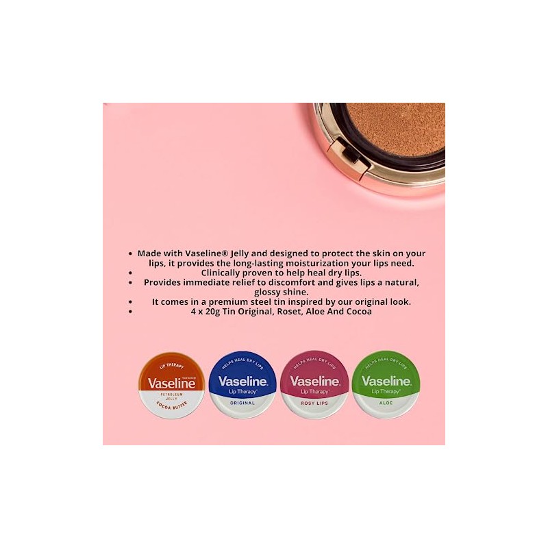Vaseline 4 x Lip Balm - Petroleum Jelly - Lip