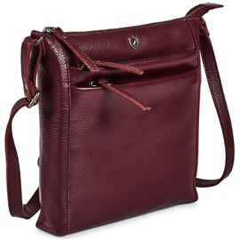Cochoa Small Soft Pebbled Real Leather Women Crossbody Handbags & Purses - Triple Zip Premium Sling Crossover Shoulder Bag (Burgundy Nappa)