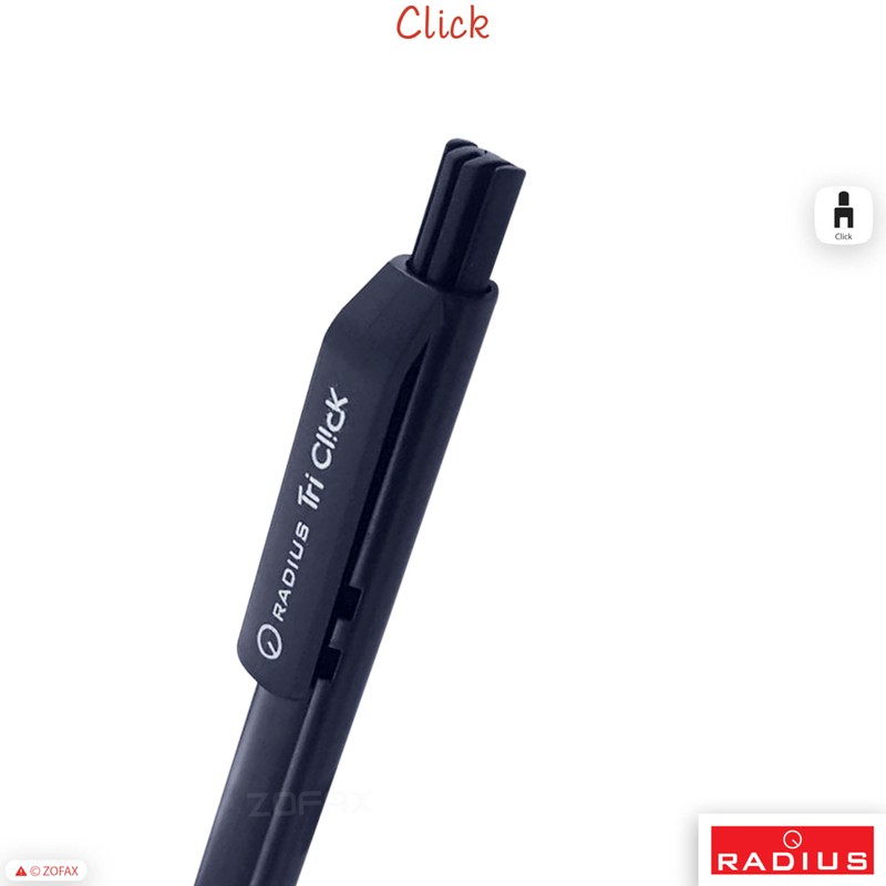 RADIUS Tri Click Retractable Ballpoint Pens, BLACK, Fine Point (0.7mm),