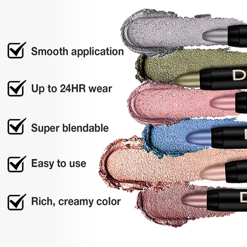 Kaely 8Pcs Cream Eye Shadow Sticks Set for Older Women,