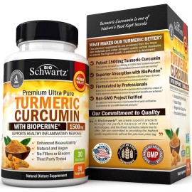 BioSchwartz Turmeric Curcumin with Black Pepper Extract 1500mg High Absorption Ultra, 90ct