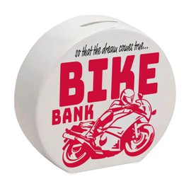 Bike Bank Money Box in Red on the Theme of Motorcycle Buying and Motorcycling Beautiful Money Box Gift for Money Foxes Who Like a Biker's Dreams or Fulfil Their Own Dream