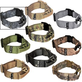FDC® Dog Tactical Collars with Handle Heavy Duty Training Military Army Width 1.5in Plastic Buckle TAG Hole Medium Large M, L, XL, XXL (XL: Neck 16" - 20", Camo Black)