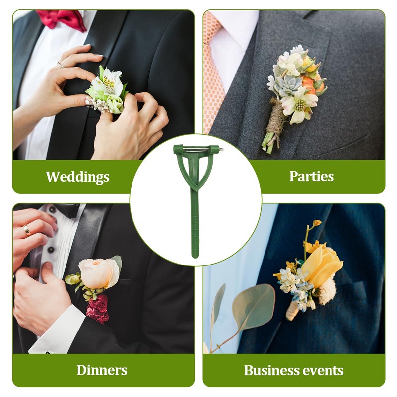 30pcs Boutonniere Safety Pins,Triangle Corsage Pins,Green Plastic Corsage Pins Safety