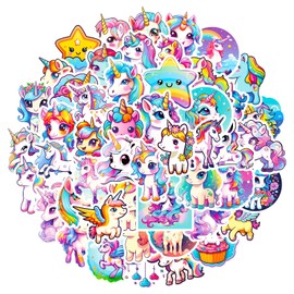 SEGXE 50 Pcs Unicorn Stickers Kids Doodle Sticker Pack, Vinyl Stickers, for Laptop,Wardrobe, Water Bottles, Skateboards, Mobile Phones, Refrigerators, Luggage(Unicorn)