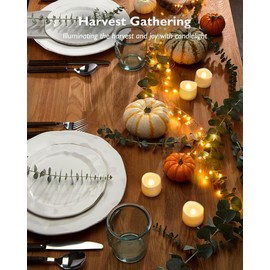 Homemory 48-Pack Novelty Flickering Flameless Tea Lights Candles, 200+Hours Battery-Operated LED Fake Candles for Wedding Table Centerpieces,Proposal,Anniversary, Ivory Base, Ø1.5'' × H1.3''