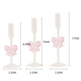 Taper Candle Holder. Glass Taper Candle Holder Set of 3. Clear Candlestick Holders. Bow Candle Holder Decor for Christmas Events Parties Wedding Receptions Table Centerpiece Decorations KGCCIZI