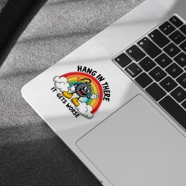 (3PCs) Hang in There It Gets Worse Vinyl Sticker, Funny Sarcastic Vintage Retro Bomb Sticker Die-Cut, Mental Health Stickers, Rainbow Sticker - Stickers for Laptop Water Bottle Phone Car Helmet 3"