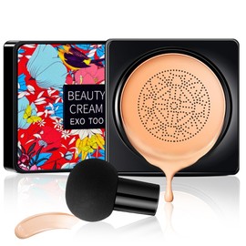 Pilzkopf Luftkissen CC Creme,Foundation Cover Concealer Make-up,Moisturizing Concealer CC Cream,Concealer Make-up Basis,Feuchtigkeitsspendende aufhellende Pigment Liquid Foundation(Natürlich)