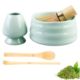 GOEDCH Matcha Tea Set: Manual Matcha Set with Matcha Whisk, with 2 Matcha Spoons, Matcha Whisk Stand, Matcha Powder Container, Matcha Tea Ceremony Set for Matcha Ceremony (Green)