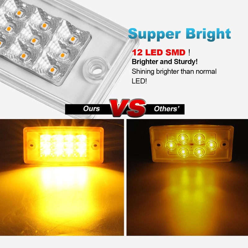 Partsam 5pcs Amber Cab Marker Lights LED Top Roof Running