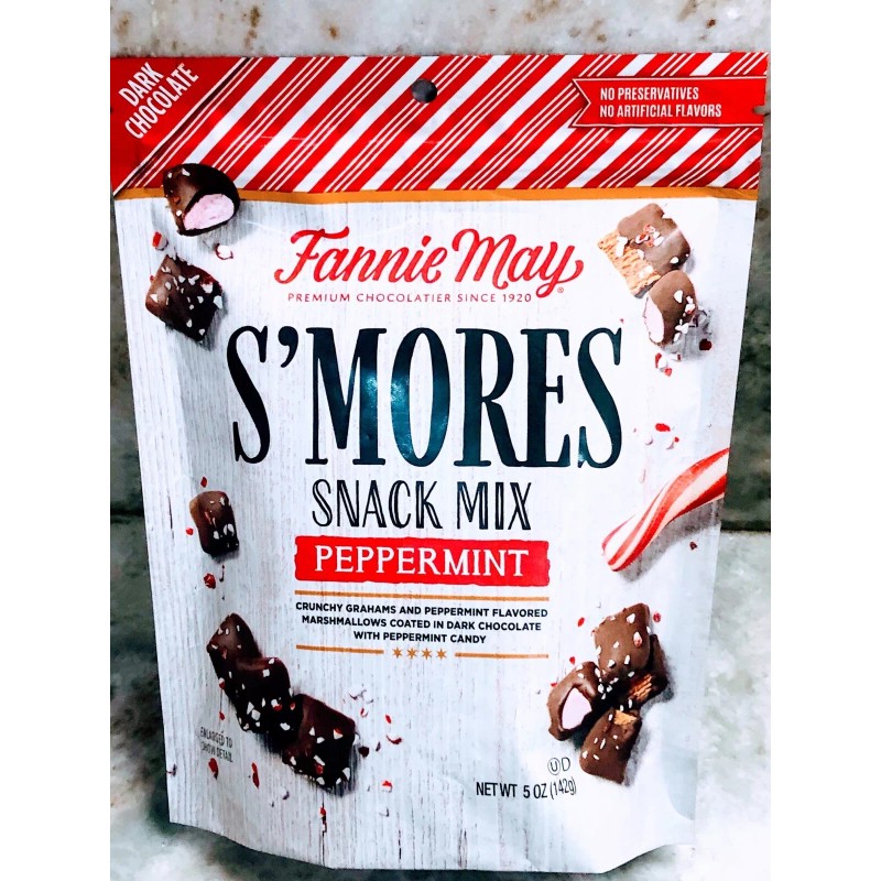 Target Fannie May Peppermint Snack Mix. Marshmallows Coated In Dark
