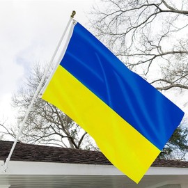 Ukraine Flag Trident 4X6 Outdoor Indoor Double Sided Heavy Duty 3 Ply 200D Polyester and Durable Canvas Header with 2 Brass Grommets