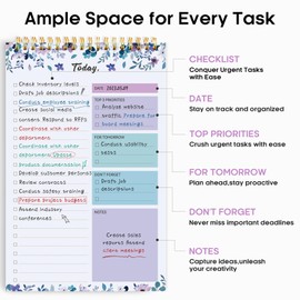 Taja To Do List Notepad - To Do List Notebook for Work with 52 Sheets, 9.8" x 6.5", Undated Daily Planner Perfect for Daily Tasks and Goal Setting, Notepad Suitable for Office, Home & School - VioletBloom