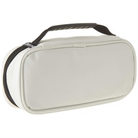 iSuperb Portable Leather Makeup Cosmetic Bag Travel Toiletry Organizer Bag Dual Zipper Handy Carrying Case with Handle (White)