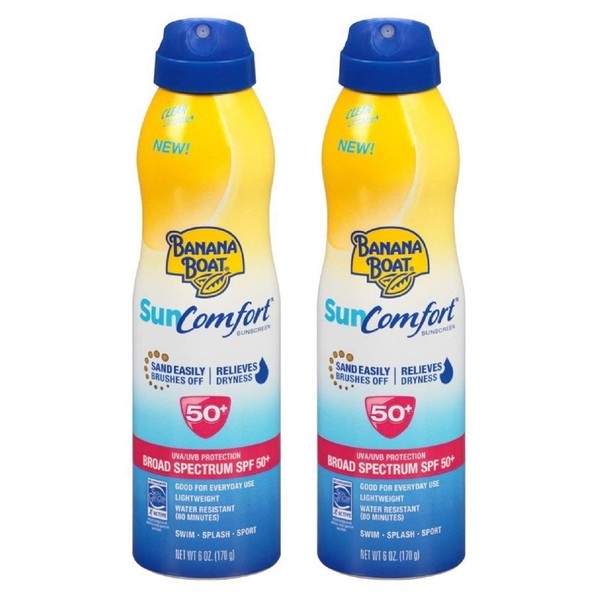 Banana Boat Continuous Spf#50+ Spray 6 Ounce Sun Comfort (177ml) (2 Pack)