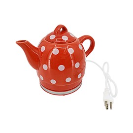 FixtureDisplays® Ceramic Electric Kettle with Red White Polka Dots 13581-2D