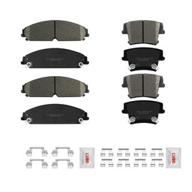 Fraxle Front and Rear Ceramic Brake Pads Set with Hardware For 2006-2023 Dodge Charger, 2005-2018 Chrysler 300, 2009-2022 Challenger, 2005-2008 Magnum