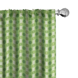 Ambesonne Abstract Curtains, Retro Style Little Circles with Stripes on Dotted Background, Window Treatments 2 Panel Set for Living Room Bedroom, Pair of - 28" x 63", Green Lime