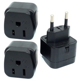 US/Canada/Japan to Europe (C Type) Plug Adaptor, US/Canada/Japan Plug Convert to 2-Pin Germany/France/Italy/Spain Socket (3 Pieces)