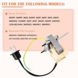 Hiorucet 665RP, 668RP Replacement Parts, 89850000 S89850000 Ventilation Fan Motor for Broan Nutone 665RP, 668RP, 9965, 605RP, 665P, 668P, 9905, VH668P, 665RSP, 665RF Bathroom Exhaust Fan, 2.0 Sones.