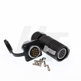 HangTon LP20 10 Pin Power Connector Circular Female Plug Male Panel Mount Socket, Waterproof, Gold Plated Contact