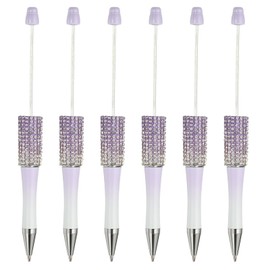 PATIKIL Diamond Beadable Pens, 6 Pcs Gradient Plastic Black Ink Bead Pen Creative DIY Ballpoint Pens for Teacher Office DIY Crafts Party Decorations Handmade Supplies, Purple/White