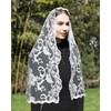Mantveil Lace Mantilla Chapel Veil: Long D Shaped White Flower