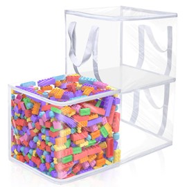 3 PCS Clear Zippered Organizers 12''x12''x12'' Bags with Handles Storage Cube Tote Storage Blanket Bags Bins for Clothes Moving Supplies Linens Shoes Closet Organizers (3 pack)