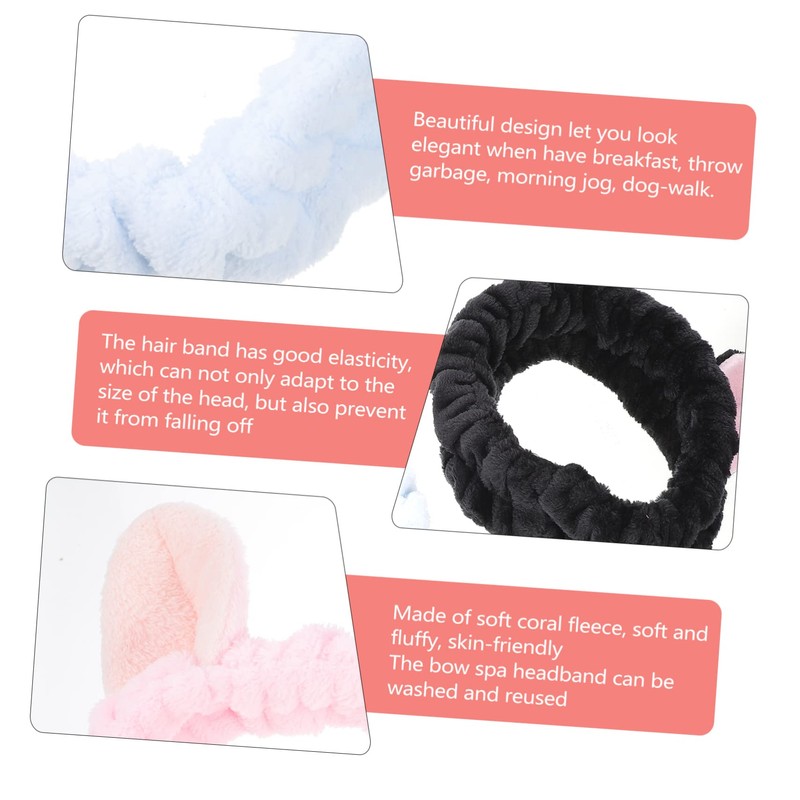 Healeved 4pcs Cat Ears Makeup Head Wraps Comfortable Elastic Headbands
