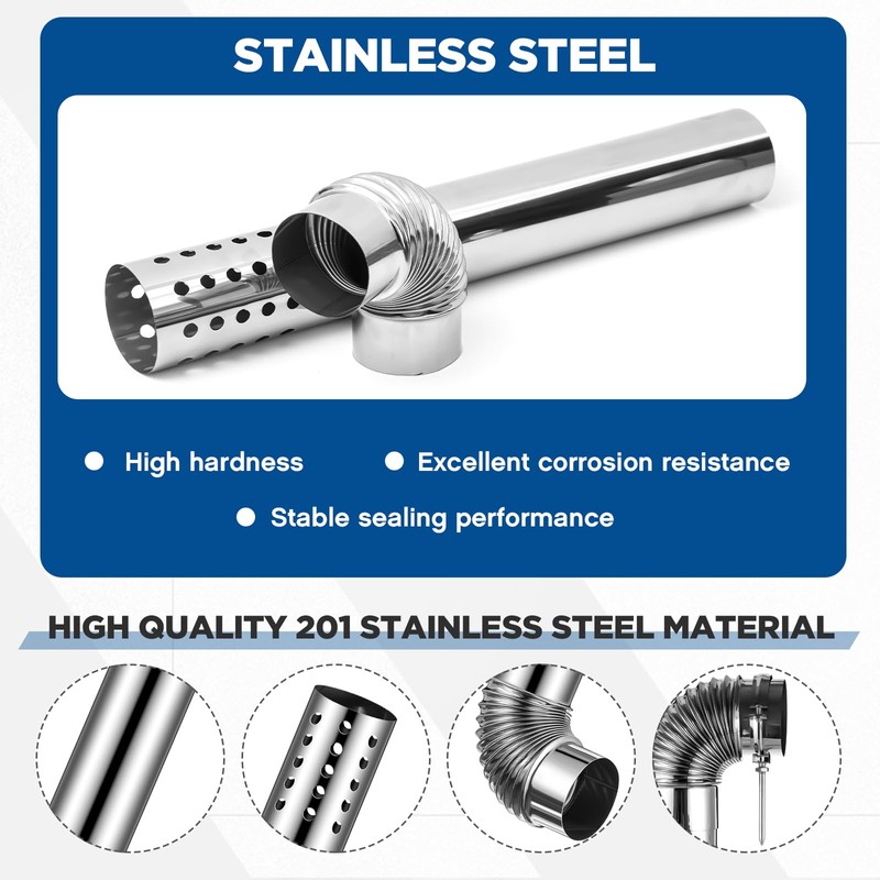 Blulu Stainless Steel Direct Vent Pipe Kit for Tankless Water