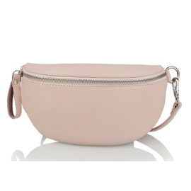 Ever Bloom Unisex Leather Chest Bag Bum Bag, Fashion Waist Bag, Made in Italy, Shoulder Bag Saddle Cross Bag 24 cm, Medium Leather Bag for Festival and Holiday, Bag Colours: Pink, pink