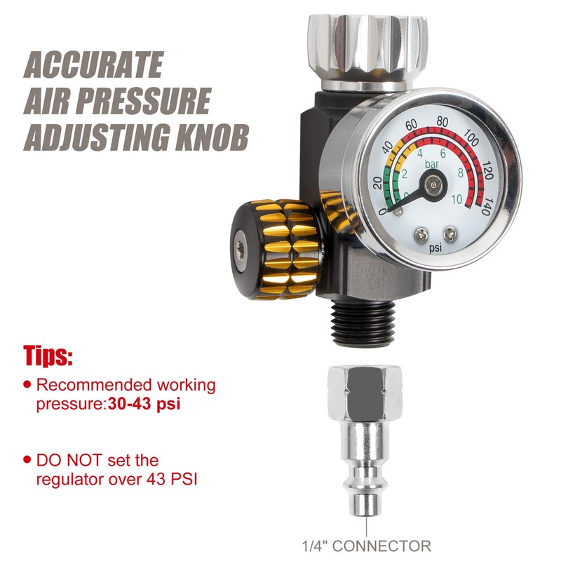 BEETRO HVLP Air Spray Gun 2.5mm Nozzle 1000ml Capacity 14.5CFM