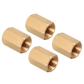 M METERXITY 4pcs Female Thread Fitting 1/8" G Female Thread Hex Rod Pipe Fitting Quick Coupler Adapter for Air Compressor 17.1mm Gold Tone