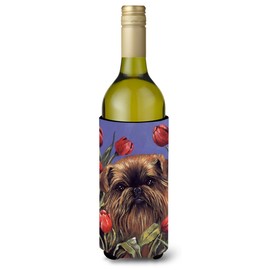 Caroline's Treasures PPP3041LITERK Brussels Griffon Peek a Boo Wine Bottle Hugger Bottle Cooler Sleeve Hugger Machine Washable Collapsible Insulator Beverage Insulated Holder