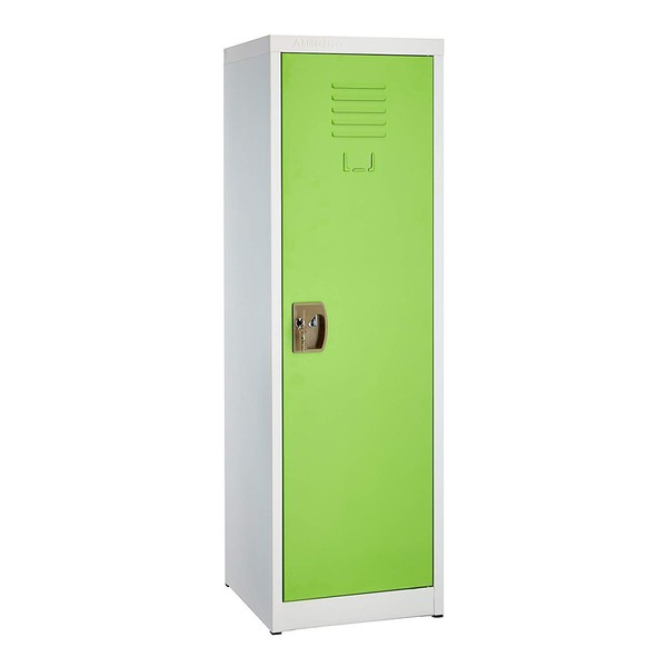 AdirOffice Kids Steel Metal Storage Locker - for Home & School - with Key & Hanging Rods (48 in, Green)