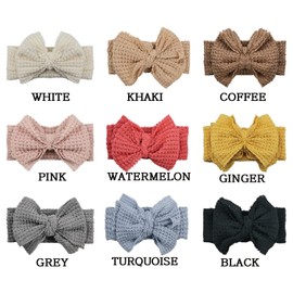 Esumun Baby Girls Waffle Knitting Hair Bow Headwrap, Wool Knitted Turban Bowknot Headbands, Stretchy Hair bands for Infants Toddlers Girls 9 PCS