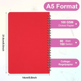 Loppdece 6 Stück A5 Spirale Notizblock, 21x14 cm Collegeblock Notizblock, Spiral Notizbuch für Schule Büro Reisen, 80 Blätter/160 Seiten, 6 Farben