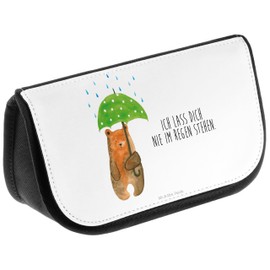 Parent-New Mr. & Mrs. Panda Cosmetic Bag Bear with Umbrella, White, Hand drawn