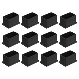 sourcing map 12Pcs PVC Square Chair Leg Caps, 50mm x 30mm OD Black Furniture Feet Pads Table Foot Cover Caps Floor Protectors for Patio Table Cabinet Bed Furniture