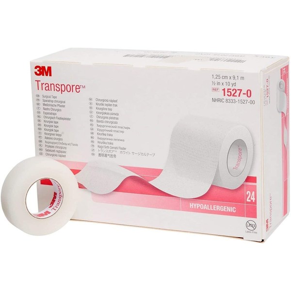 Transpore Surgical Tape by the Box, 1/2" (Box of 24 Rolls)