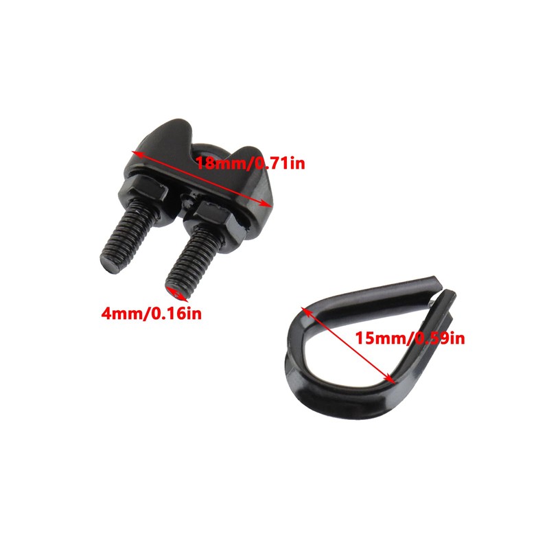 Antrader 1/8 Inch 3mm Wire Rope Clamps Clip and M3