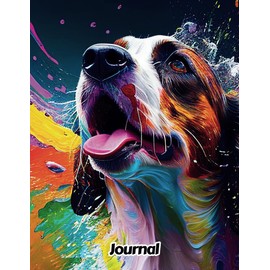Abstract Dog Journal: Wide Ruled | Gift For People Who Love Puppies, Pet Lovers | For Back To School, Office, Work | 8.5 x 11 Inches | 111 Pages | v2