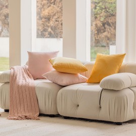 Home Brilliant Velvet Spring Pillow Covers Holiday Throw Pillows for Bed Euro Pillow Sham Pillow Cases for Sofa Living Room Easter Decor, Set of 2, 24 x 24inch(60cm), Yellow